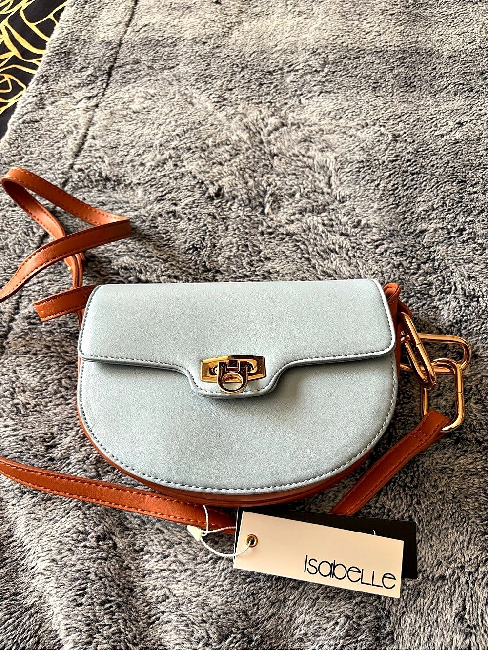 Isabelle Crossbody Bag in Blue & Brown